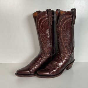 1883 Lucchese Patent Leather Cowgirl Boots 6 B USA Made Snip Toe